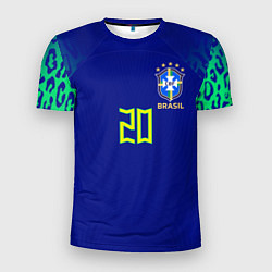 Футболка спортивная мужская Винисиус Жуниор ЧМ 2022 сборная Бразилии гостевая, цвет: 3D-принт