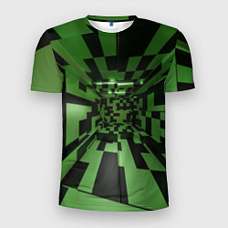 Футболка спортивная мужская Чёрно-зелёный геометрический коридор, цвет: 3D-принт