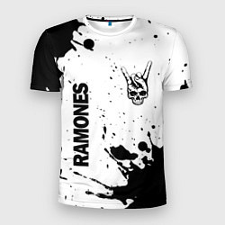 Футболка спортивная мужская Ramones и рок символ на светлом фоне, цвет: 3D-принт
