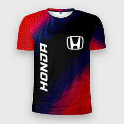 Футболка спортивная мужская Honda красный карбон, цвет: 3D-принт