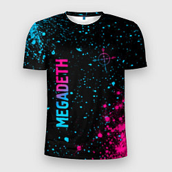 Футболка спортивная мужская Megadeth - neon gradient: надпись, символ, цвет: 3D-принт