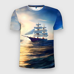 Футболка спортивная мужская Парусный корабль бриг, цвет: 3D-принт