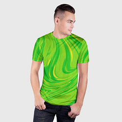 Футболка спортивная мужская Насыщенный зеленый абстракция, цвет: 3D-принт — фото 2
