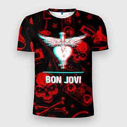 Футболка спортивная мужская Bon Jovi rock glitch, цвет: 3D-принт