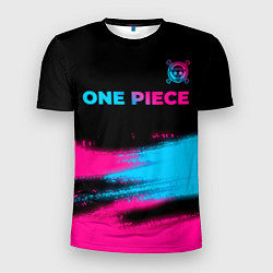 Футболка спортивная мужская One Piece - neon gradient: символ сверху, цвет: 3D-принт