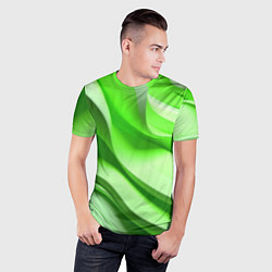 Футболка спортивная мужская Светлые зеленые волны, цвет: 3D-принт — фото 2