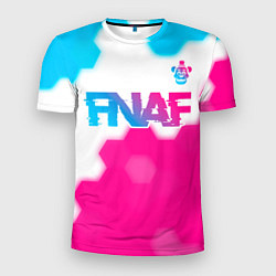 Футболка спортивная мужская FNAF neon gradient style: символ сверху, цвет: 3D-принт
