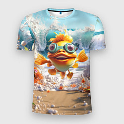 Футболка спортивная мужская Веселая рыбка в очках, цвет: 3D-принт