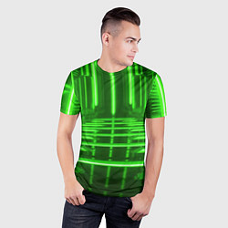 Футболка спортивная мужская Зеленые световые объекты, цвет: 3D-принт — фото 2