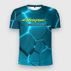 Футболка спортивная мужская Cyberpunk 2077 phantom liberty blue logo, цвет: 3D-принт