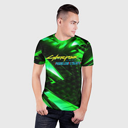 Футболка спортивная мужская Cyberpunk 2077 phantom liberty neon green, цвет: 3D-принт — фото 2