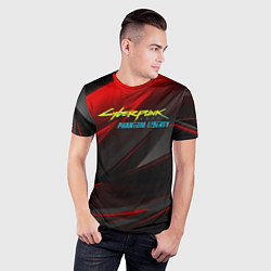 Футболка спортивная мужская Cyberpunk 2077 phantom liberty red black logo, цвет: 3D-принт — фото 2