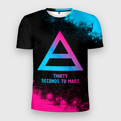 Футболка спортивная мужская Thirty Seconds to Mars - neon gradient, цвет: 3D-принт