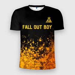 Футболка спортивная мужская Fall Out Boy - gold gradient: символ сверху, цвет: 3D-принт