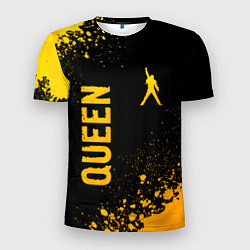 Футболка спортивная мужская Queen - gold gradient: надпись, символ, цвет: 3D-принт