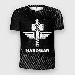 Футболка спортивная мужская Manowar с потертостями на темном фоне, цвет: 3D-принт