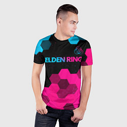 Футболка спортивная мужская Elden Ring - neon gradient: символ сверху, цвет: 3D-принт — фото 2