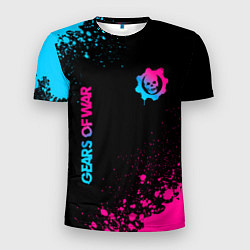Футболка спортивная мужская Gears of War - neon gradient: надпись, символ, цвет: 3D-принт