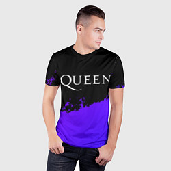 Футболка спортивная мужская Queen purple grunge, цвет: 3D-принт — фото 2