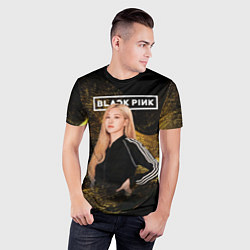 Футболка спортивная мужская Rose gold black, цвет: 3D-принт — фото 2