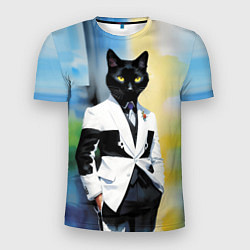 Футболка спортивная мужская Cat fashionista - neural network - pop art, цвет: 3D-принт