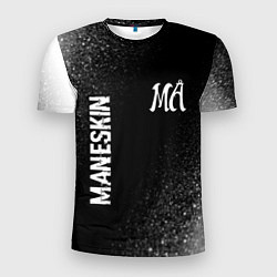 Футболка спортивная мужская Maneskin glitch на темном фоне: надпись, символ, цвет: 3D-принт