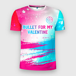 Мужская спорт-футболка Bullet For My Valentine neon gradient style: симво