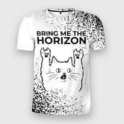 Футболка спортивная мужская Bring Me the Horizon рок кот на светлом фоне, цвет: 3D-принт