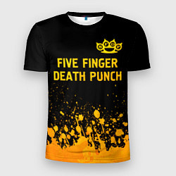 Футболка спортивная мужская Five Finger Death Punch - gold gradient: символ св, цвет: 3D-принт