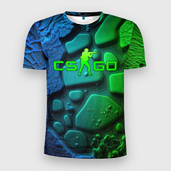 Футболка спортивная мужская CS GO green black abstract, цвет: 3D-принт