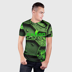Футболка спортивная мужская CSGO green abstract, цвет: 3D-принт — фото 2