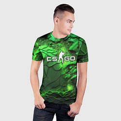 Футболка спортивная мужская CS GO green abstract, цвет: 3D-принт — фото 2
