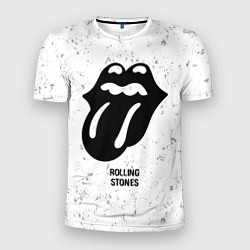 Футболка спортивная мужская Rolling Stones glitch на светлом фоне, цвет: 3D-принт