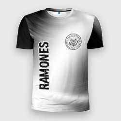Футболка спортивная мужская Ramones glitch на светлом фоне: надпись, символ, цвет: 3D-принт
