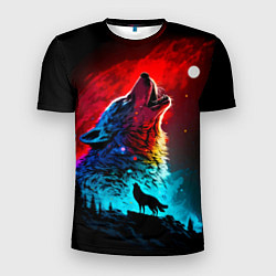 Футболка спортивная мужская Волки воют на луну, цвет: 3D-принт