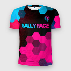 Футболка спортивная мужская Sally Face - neon gradient: символ сверху, цвет: 3D-принт