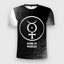Футболка спортивная мужская Marilyn Manson glitch на темном фоне, цвет: 3D-принт