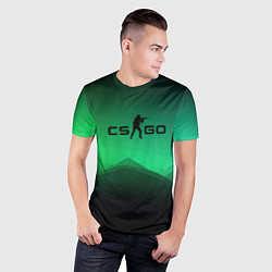 Футболка спортивная мужская CS GO green black background, цвет: 3D-принт — фото 2