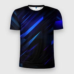 Футболка спортивная мужская Blue black texture, цвет: 3D-принт