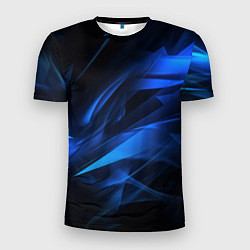 Футболка спортивная мужская Black blue texture, цвет: 3D-принт