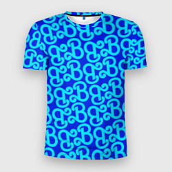 Мужская спорт-футболка Логотип Барби - синий паттерн
