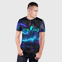 Футболка спортивная мужская CS GO neon style, цвет: 3D-принт — фото 2