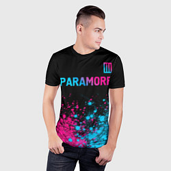 Футболка спортивная мужская Paramore - neon gradient: символ сверху, цвет: 3D-принт — фото 2