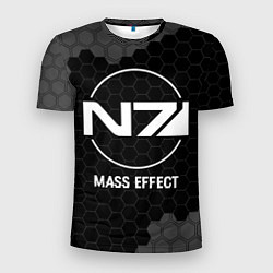Футболка спортивная мужская Mass Effect glitch на темном фоне, цвет: 3D-принт