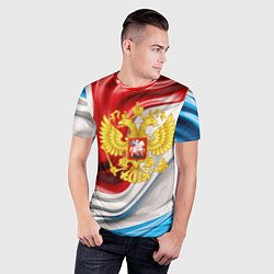 Футболка спортивная мужская Герб России на фоне флага, цвет: 3D-принт — фото 2