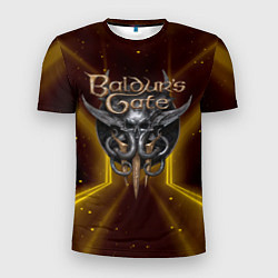 Футболка спортивная мужская Baldurs Gate 3 logo black gold, цвет: 3D-принт