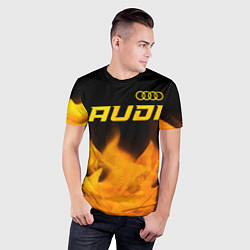Футболка спортивная мужская Audi - gold gradient: символ сверху, цвет: 3D-принт — фото 2