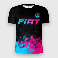 Футболка спортивная мужская Fiat - neon gradient: символ сверху, цвет: 3D-принт