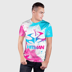 Футболка спортивная мужская Hitman neon gradient style, цвет: 3D-принт — фото 2