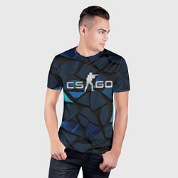 Футболка спортивная мужская CS GO blue black elements, цвет: 3D-принт — фото 2